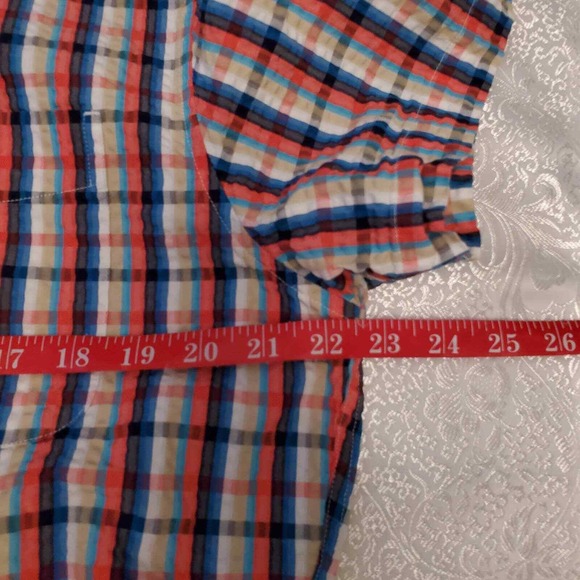 Tommy Hilfiger Shirt Men's Size L Multicolor Plaid s/s Seersucker Coastal Preppy - Picture 8 of 9